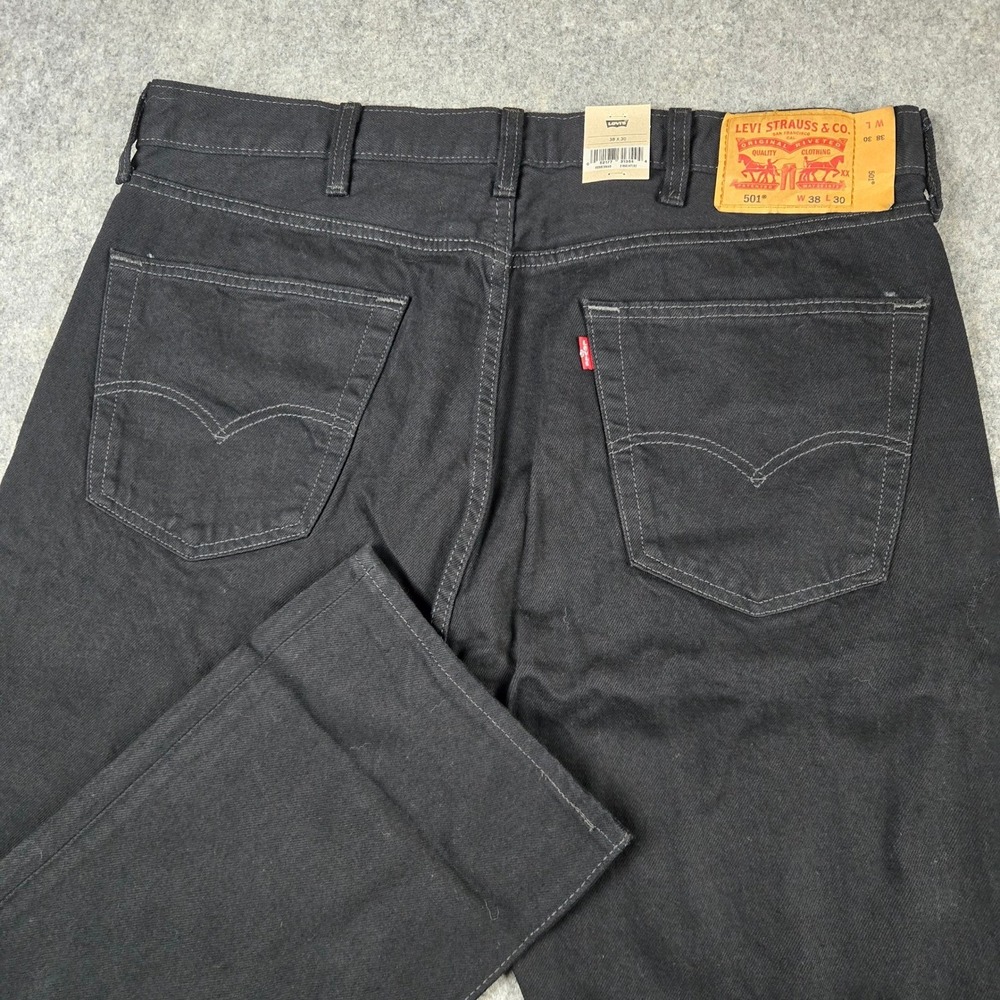 Levi's 501 Original Jeans Mens 38x30 Black Straight Leg Denim Button Fly NWT